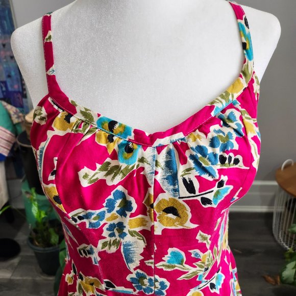 Vintage 1960's Pink Floral Sundress with Pockets - Picture 4 of 15